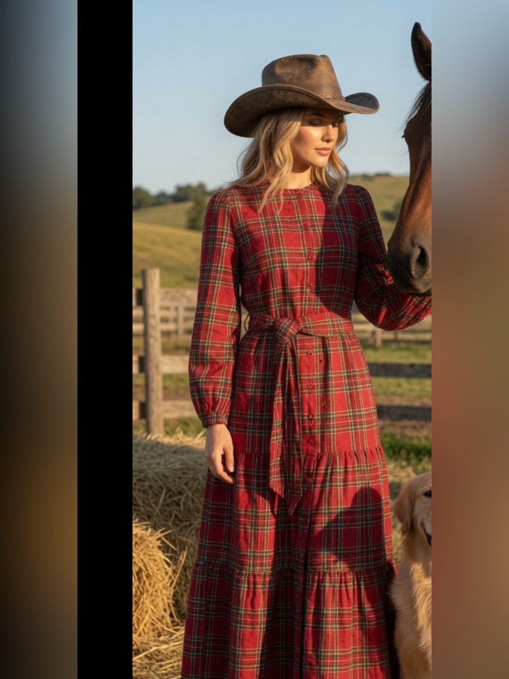 Free People We the Free plaid Duster dress Yellowstone western dress button maxi